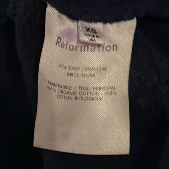 Reformation Marla Half Zip Cropped Sweatshirt in Navy - Picture 6 of 9